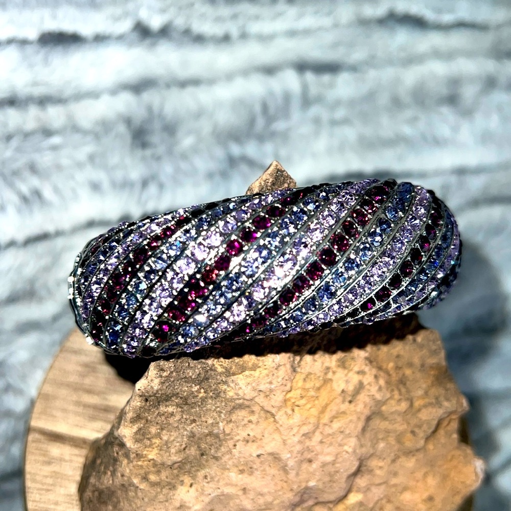 Stunning Swarovski Crystals Bracelet with Burgundy Lavender & Lilac Crystals